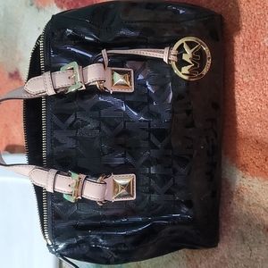 MK Grayson patent leather monogram shinny mirror satchel handbag